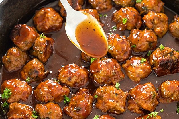 Bacon Honey Bourbon Chicken Meatballs