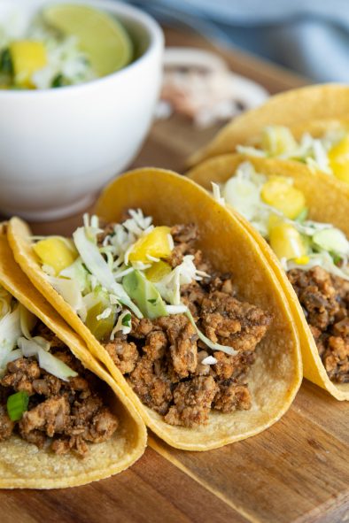 Blended Al Pastor Tacos with Pineapple Jalapeno Slaw