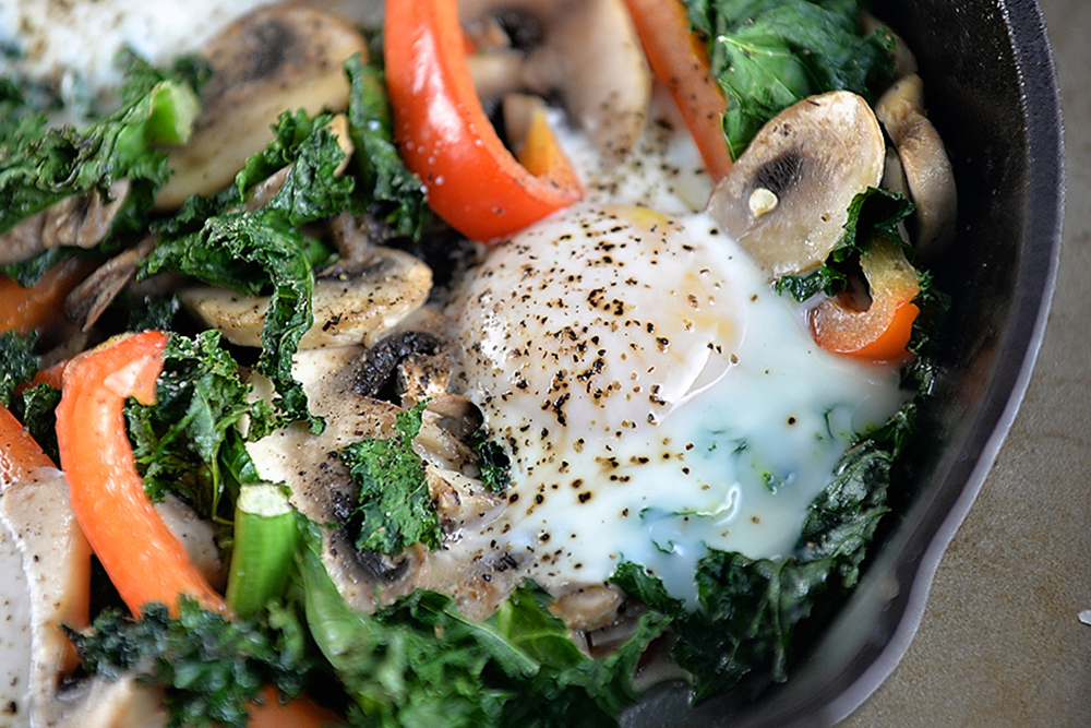 Egg Mushroom Kale Skillet