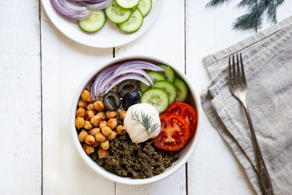 Blended Mushroom and Bison Shawarma Bowls