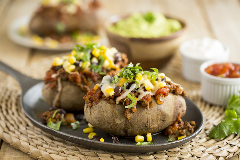 Chili Loaded Baked Potatoes