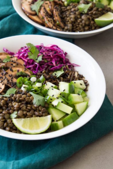 Marinated Mushroom Bowls wtih Lentils and Wild Rice