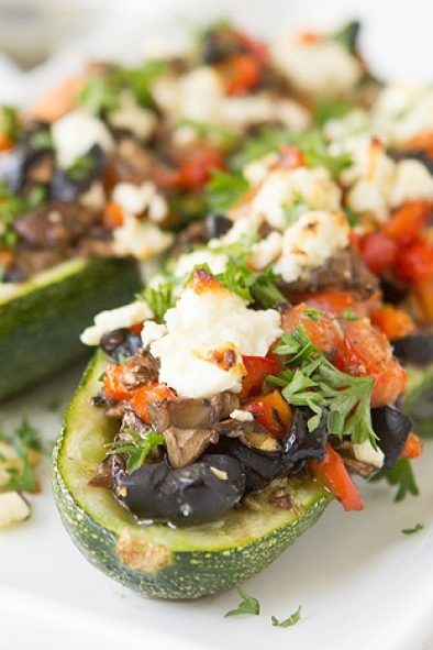 Mediterranean Mushroom-Zucchini Boats