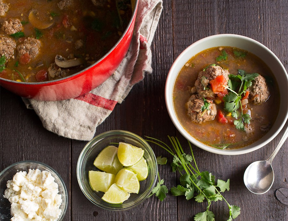 Mexican Mushroom Meatball Soup