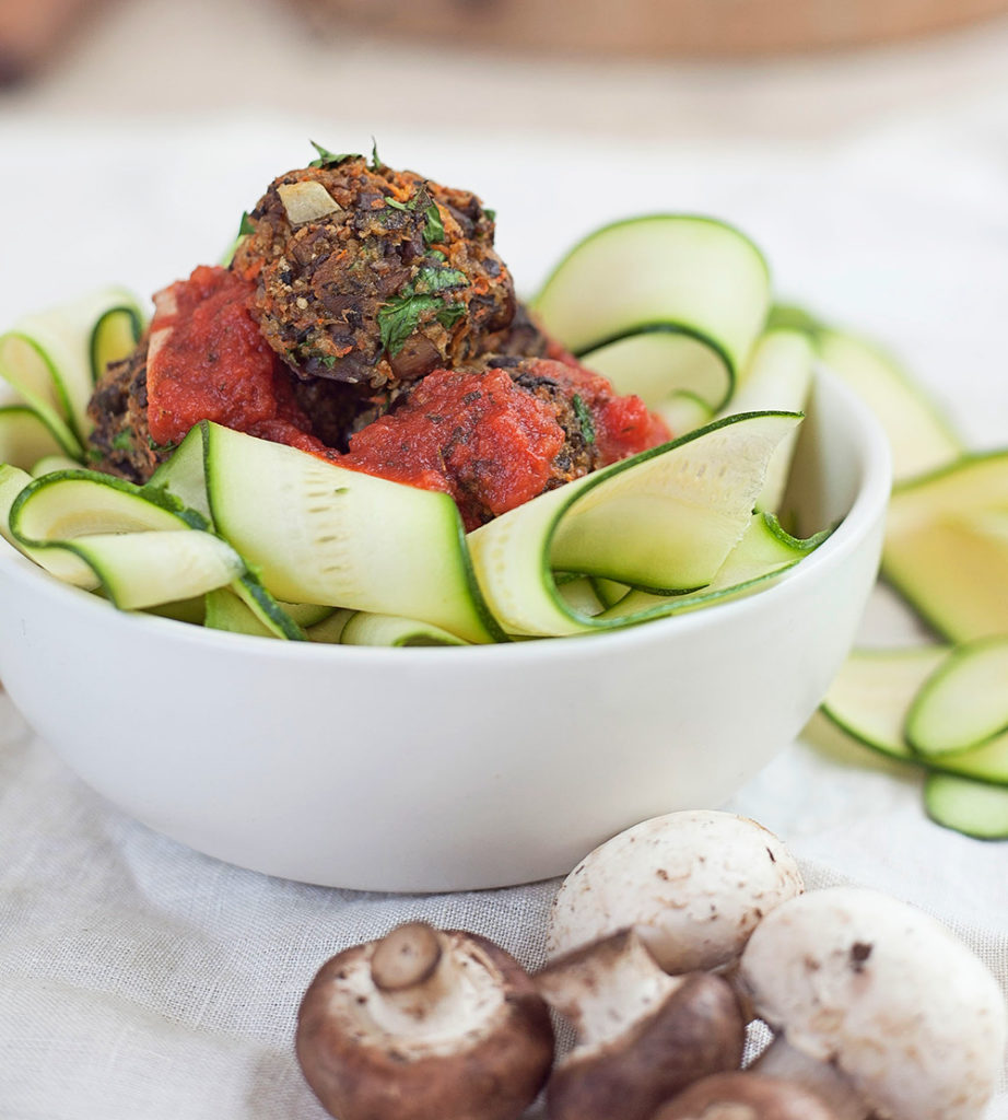 Veggie Meatballs and Zucchini Pasta