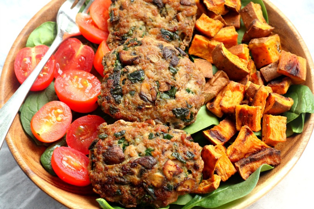 Mushroom Spinach Homemade Sausage Patties