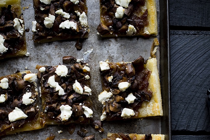 Caramelized Onion, Mushroom and Goat Cheese Tart