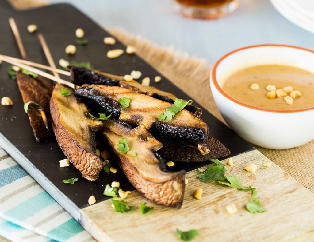 Portabella Satay with Spicy Peanut Sauce