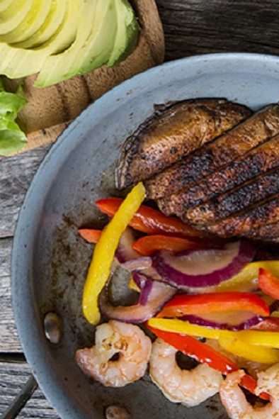 Surf and Turf Shrimp Portabella Fajitas