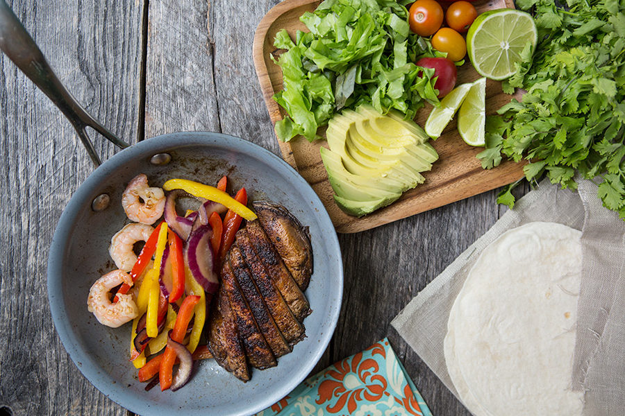 Surf & Turf Shrimp Portabella Fajitas